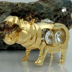 Nilpferd mit Glas-Steinen Kristallglas