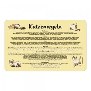 Frühstücksbrettchen Brett Brotzeit - Katzen Regeln