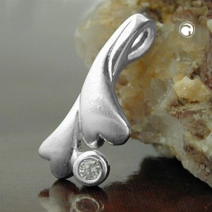 Anhänger 2 Herzen mit Zirkonia matt 925 Sterlingsilber