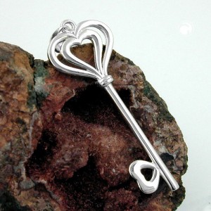 Anhänger Schlüssel rhodiniert 925 Sterlingsilber