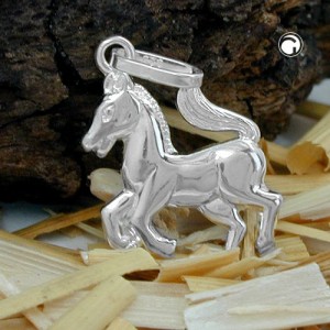 Anhänger 12mm Pferd glänzend 925 Sterlingsilber