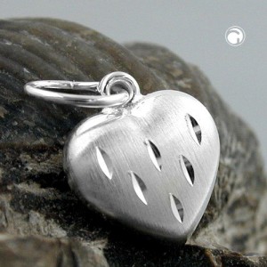 Anhänger Herz matt-diamit 925 Sterlingsilber