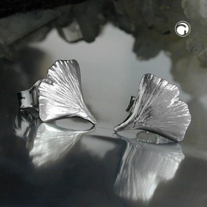 Ohrstecker 9mm Ginkgoblatt glänzend 925 Sterlingsilber