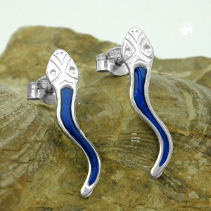 Ohrstecker Schlange blau-si 925 Sterlingsilber