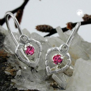 Ohrring Herz Glasstein pink 925 Sterlingsilber