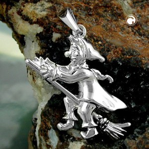 Anhänger Hexe glänzend 925 Sterlingsilber