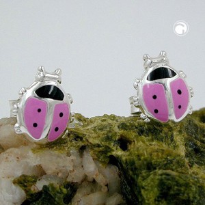 Ohrstecker Marienkäfer rosa 925 Sterlingsilber