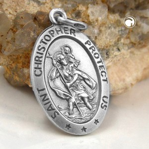 Anhänger Christophorus antik 925 Sterlingsilber