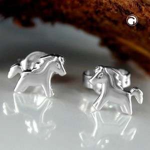 Ohrstecker Pferd glänzend 925 Sterlingsilber