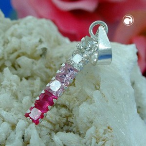 Anhänger Zirkonia rot 3-farbig 925 Sterlingsilber