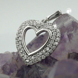 Anhänger Herz mit Zirkonia 925 Sterlingsilber