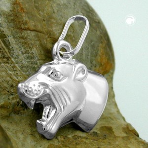 Anhänger Tigerkopf glänzend 925 Sterlingsilber