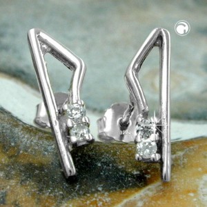 Ohrstecker mit je 2x Zirkonia eckig 925 Sterlingsilber