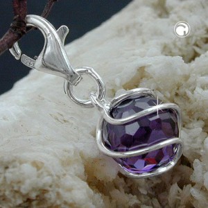 Anhänger Charm Zirkonia-lila 925 Sterlingsilber