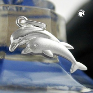 Anhänger 14x16mm Delfinpärchen matt-glänzend 925 Sterlingsilber
