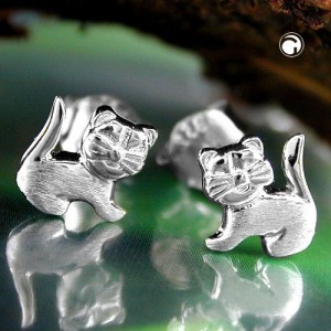 Ohrstecker Katze rhodiniert 925 Sterlingsilber
