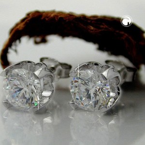 Ohrstecker 8mm Zirkonia weiß 925 Sterlingsilber