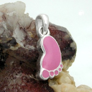 Anhänger Fuß rosa 925 Sterlingsilber