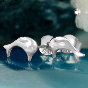 Ohrstecker 8x5mm Delfin glänzend rhodiniert 925 Sterlingsilber