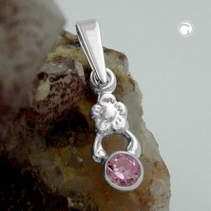 Anhänger Blume Glasstein-pink 925 Sterlingsilber