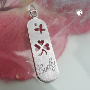 Anhänger Kleeblatt Lucky matt 925 Sterlingsilber