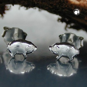 Ohrstecker Schweinchen glänzend 925 Sterlingsilber