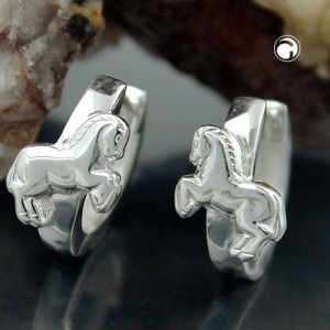 Creolen Ohrringe Pferd Klappscharnier 925 Sterlingsilber