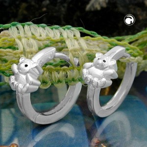Creolen Ohrringe kleiner Bär 925 Sterlingsilber