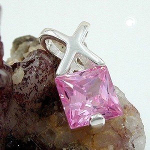 Anhänger Zirkonia pink 925 Sterlingsilber