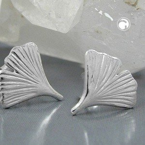Ohrstecker 12mm Ginkgoblatt glänzend 925 Sterlingsilber