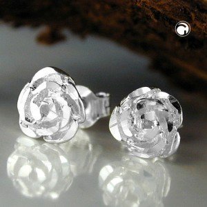 Ohrstecker Rose diamantiert 925 Sterlingsilber