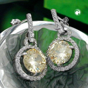 Ohrstecker Stein helloliv mit Strass 925 Sterlingsilber