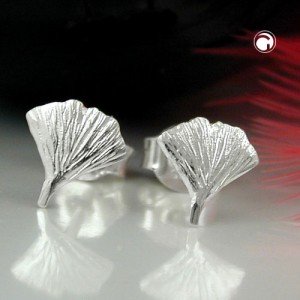 Ohrstecker 7mm Ginkgoblatt glänzend 925 Sterlingsilber