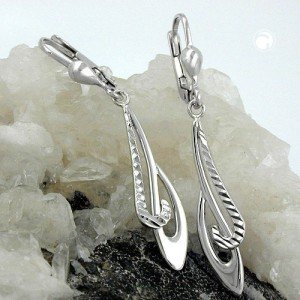 Ohrring gemustert rhodiniert 925 Sterlingsilber