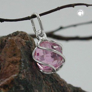 Anhänger Zirkonia pink 925 Sterlingsilber