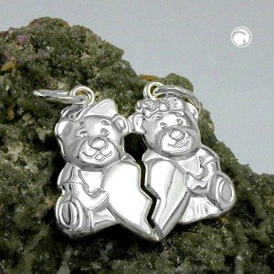 Anhänger 2 Bärchen mit Herz 925 Sterlingsilber