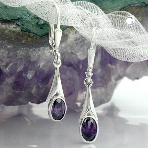 Ohrring Zirkonia amethyst 925 Sterlingsilber