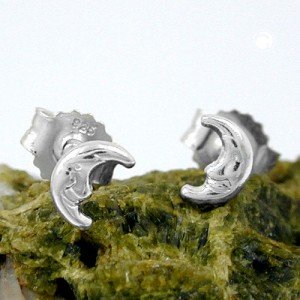Ohrstecker Mond glänzend 925 Sterlingsilber