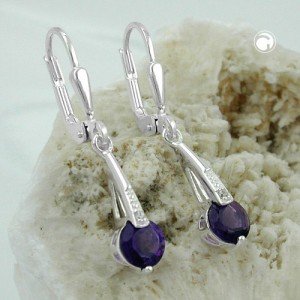 Ohrring Amethyst Zirkonia 925 Sterlingsilber
