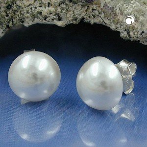 Ohrstecker 10mm Perle Imitat 925 Sterlingsilber