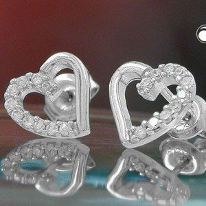 Ohrstecker Herz mit Zirkonias 925 Sterlingsilber