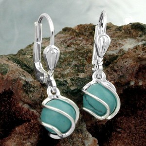 Ohrring synthetischer Türkis 925 Sterlingsilber
