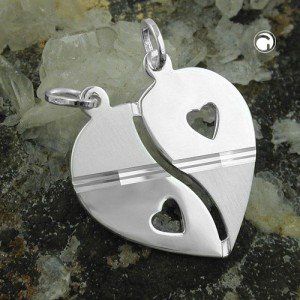 Anhänger Herz mit 2 Ösen 925 Sterlingsilber