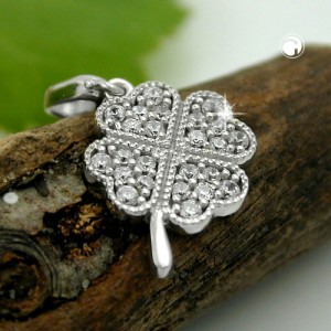 Anhänger Kleeblatt Zirkonias 925 Sterlingsilber