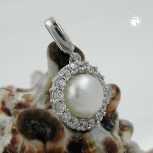 Anhänger Zirkonia mit Perle 925 Sterlingsilber