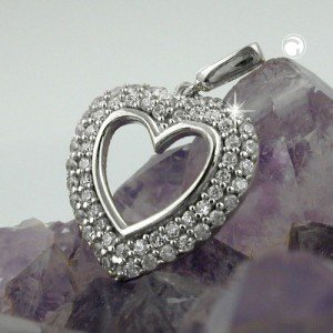 Anhänger Herz mit Zirkonia 925 Sterlingsilber