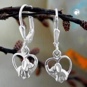 Ohrring Herz mit Elefant 925 Sterlingsilber