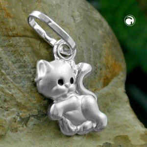 Anhänger Katze matt-glänzend 925 Sterlingsilber
