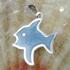 Anhänger Fisch blau emailliert 925 Sterlingsilber