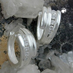 Creolen Ohrringe 5x Zirkonia Scharnier 925 Sterlingsilber